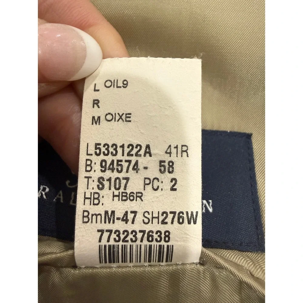 Ralph Lauren 2 Pc Glen Plaid Windowpane Suit Tan Wool Men 41R